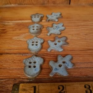 8 Acorn and Oak Leaf Pottery Buttons